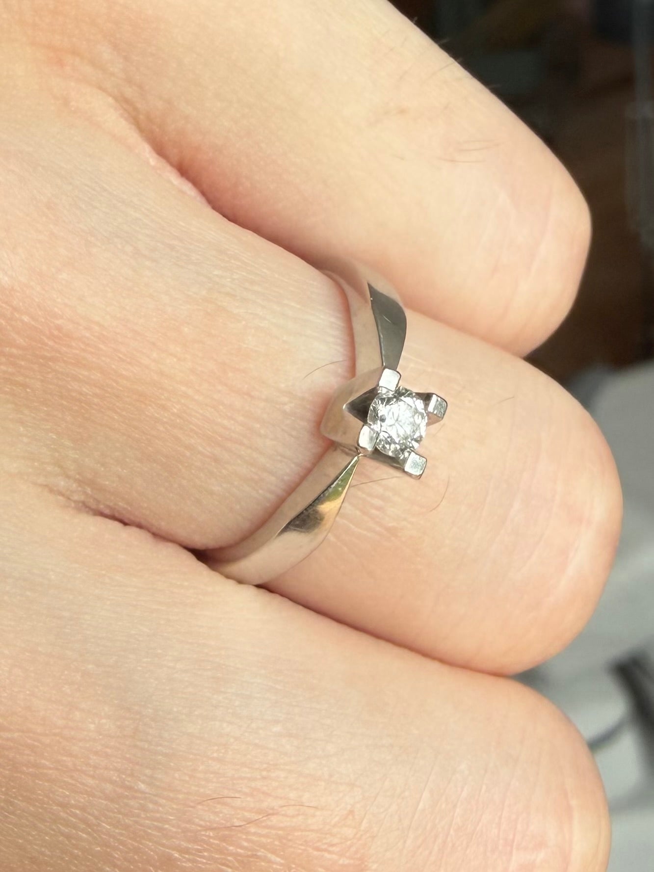 Vintage Scrouples Kleopatra ring 14 karat hvidguld 0,15ct. brilliant, str 51