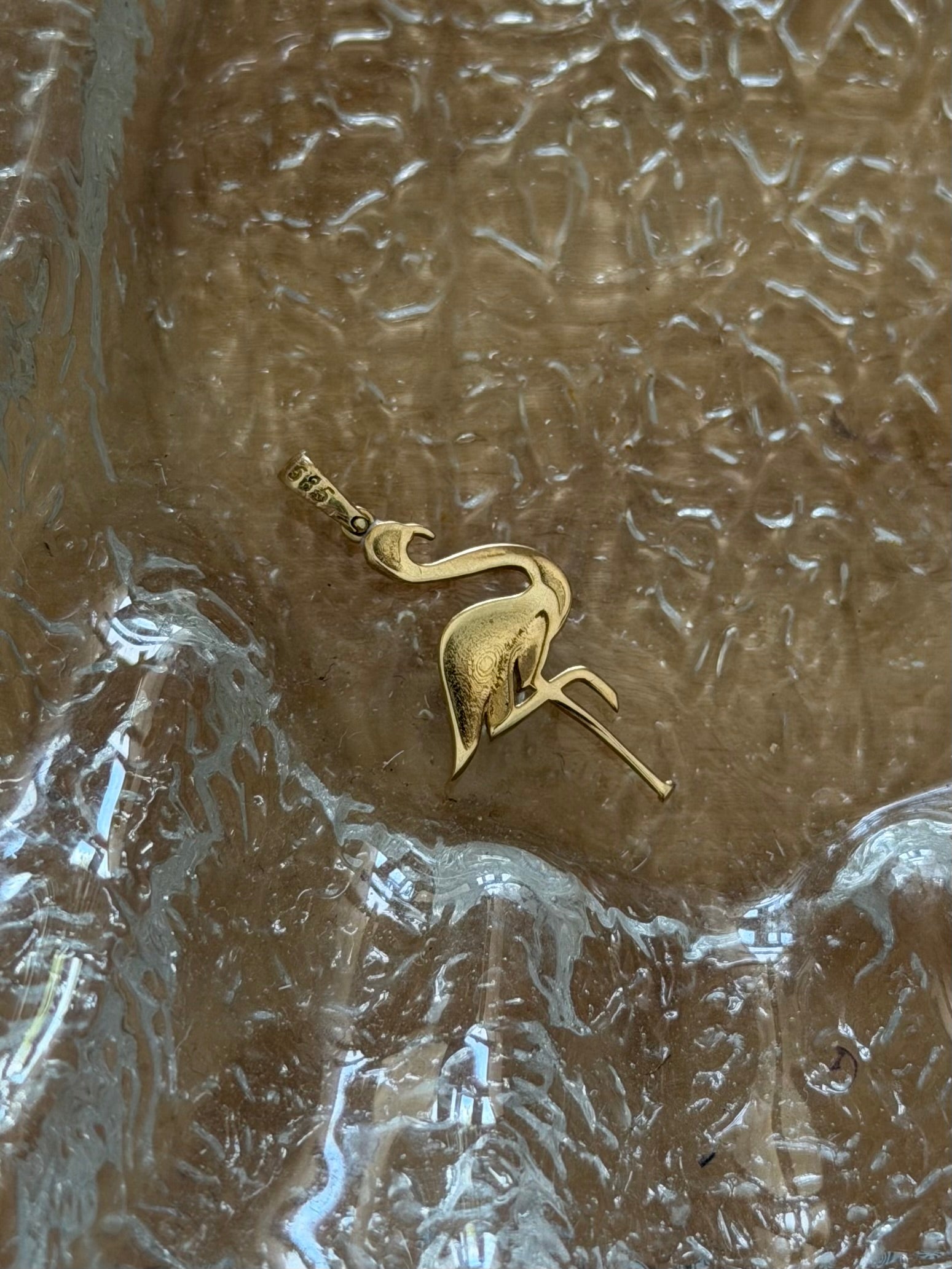 Vintage 14 karat flamingovedhæng