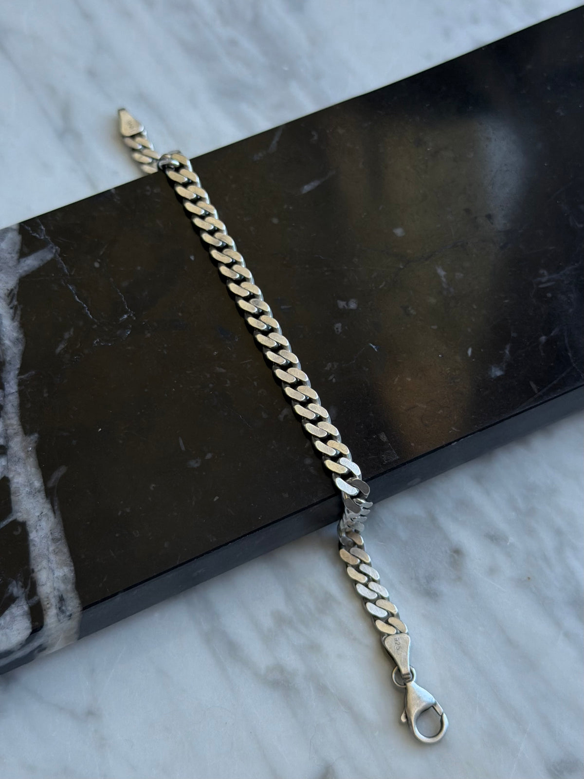 Vintage BNH sterlingsølv panserkæde armbånd, L: 19,5cm, B: 5mm