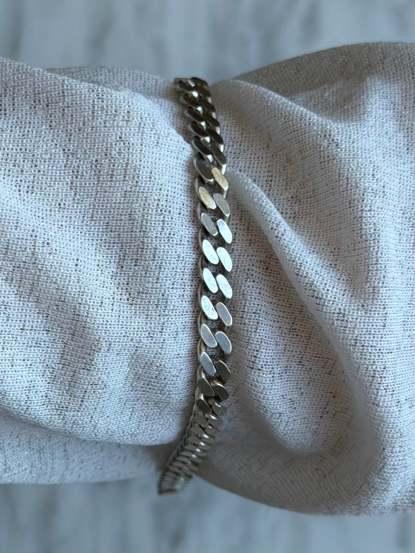 Vintage BNH sterlingsølv panserkæde armbånd, L: 19,5cm, B: 5mm