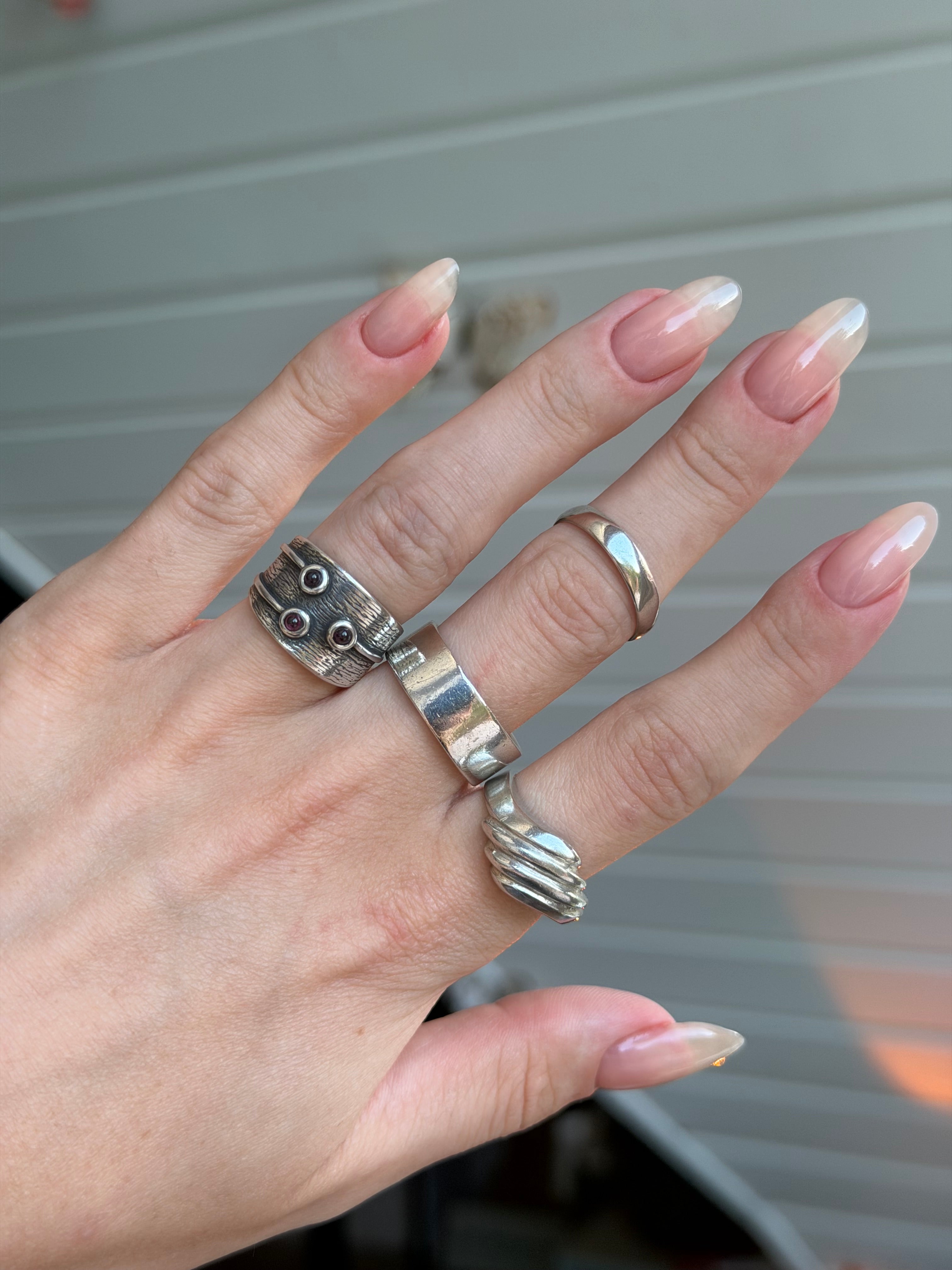 Vintage bred sterlingsølv ring, Str. 59