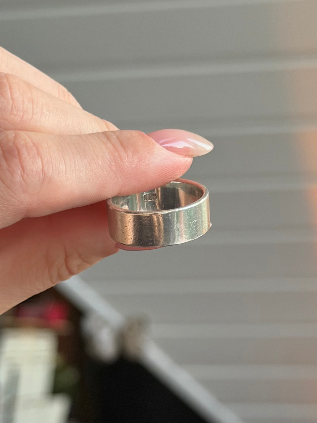 Vintage bred sterlingsølv ring, Str. 59