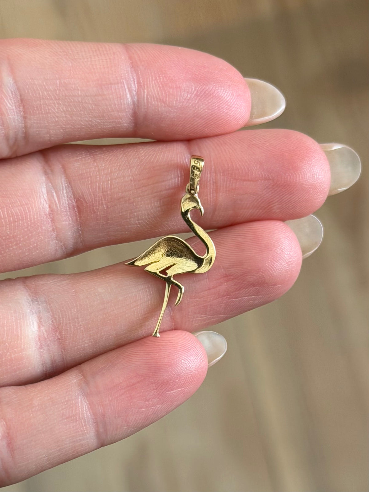 Vintage 14 karat flamingovedhæng