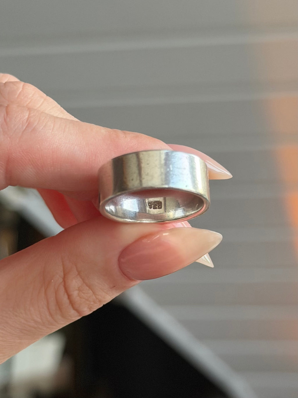 Vintage bred sterlingsølv ring, Str. 59