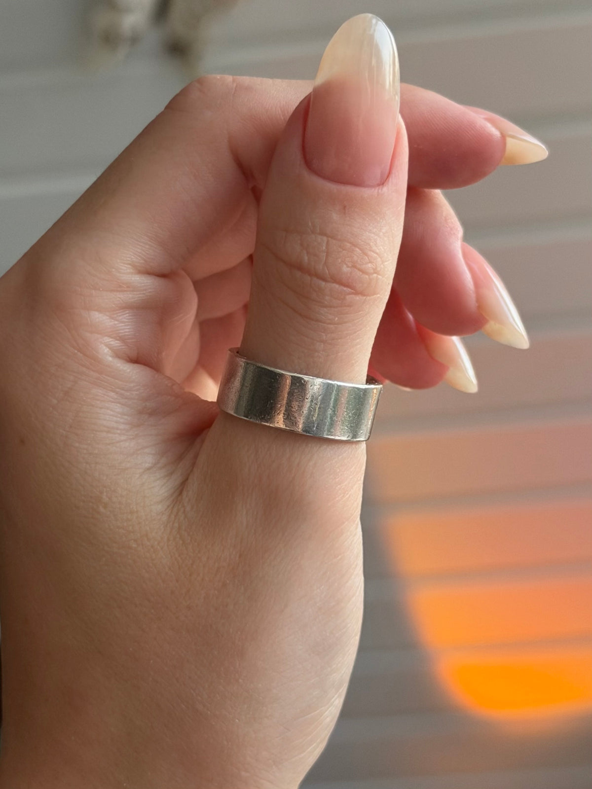 Vintage bred sterlingsølv ring, Str. 59