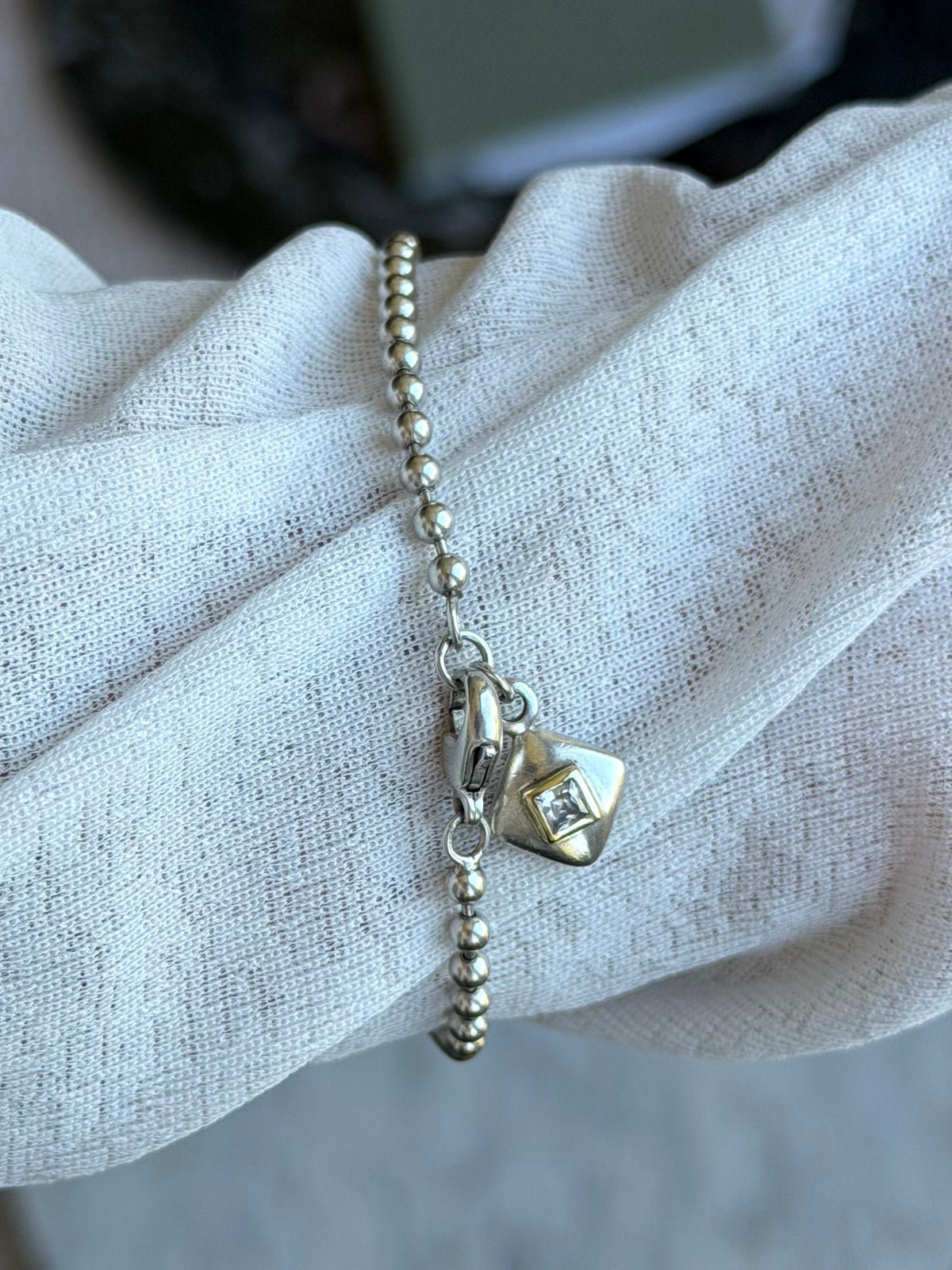 Vintage kuglekæde armbånd med vedhæng, 925 sølv, 18,5-19cm