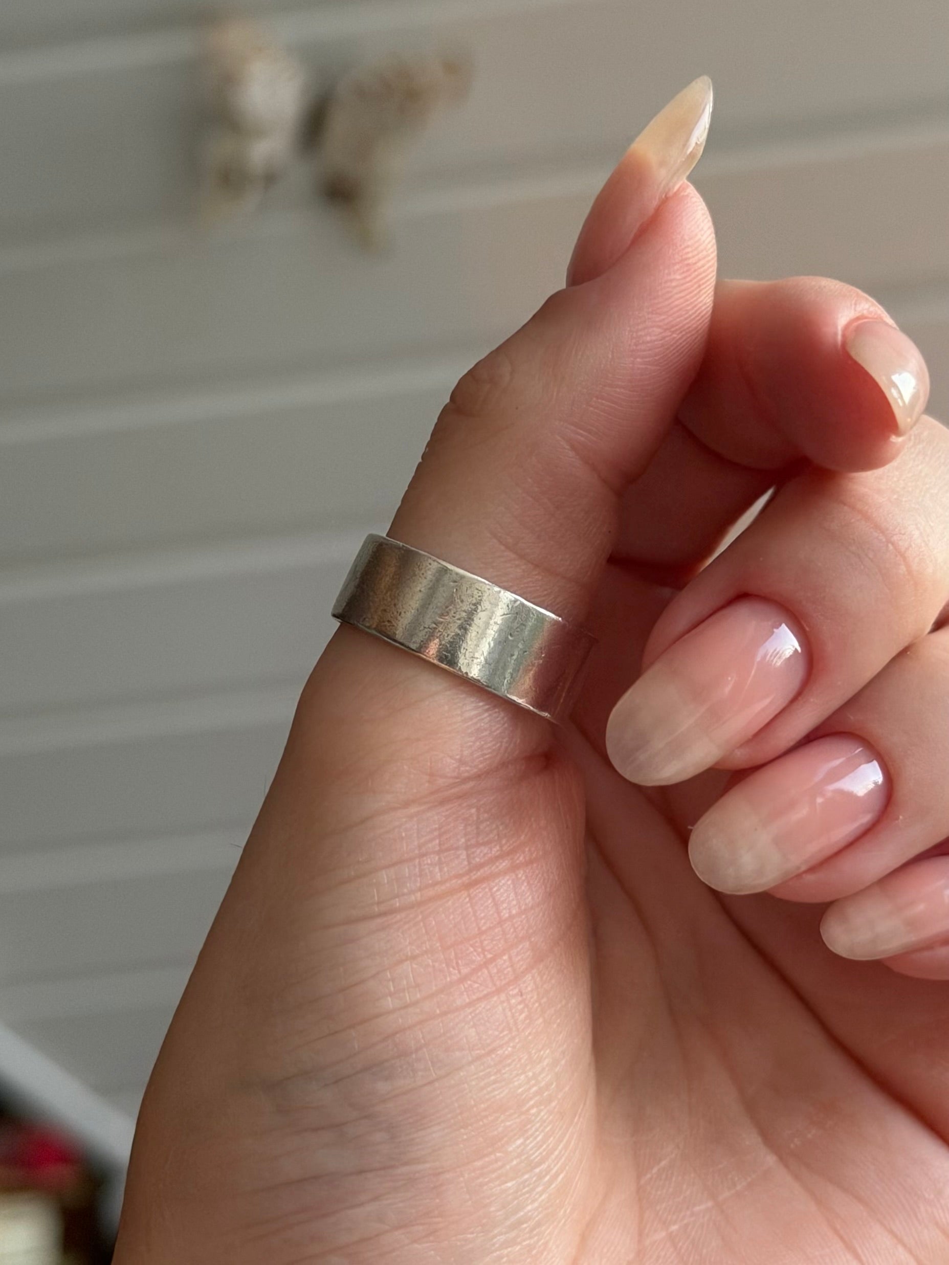Vintage bred sterlingsølv ring, Str. 59