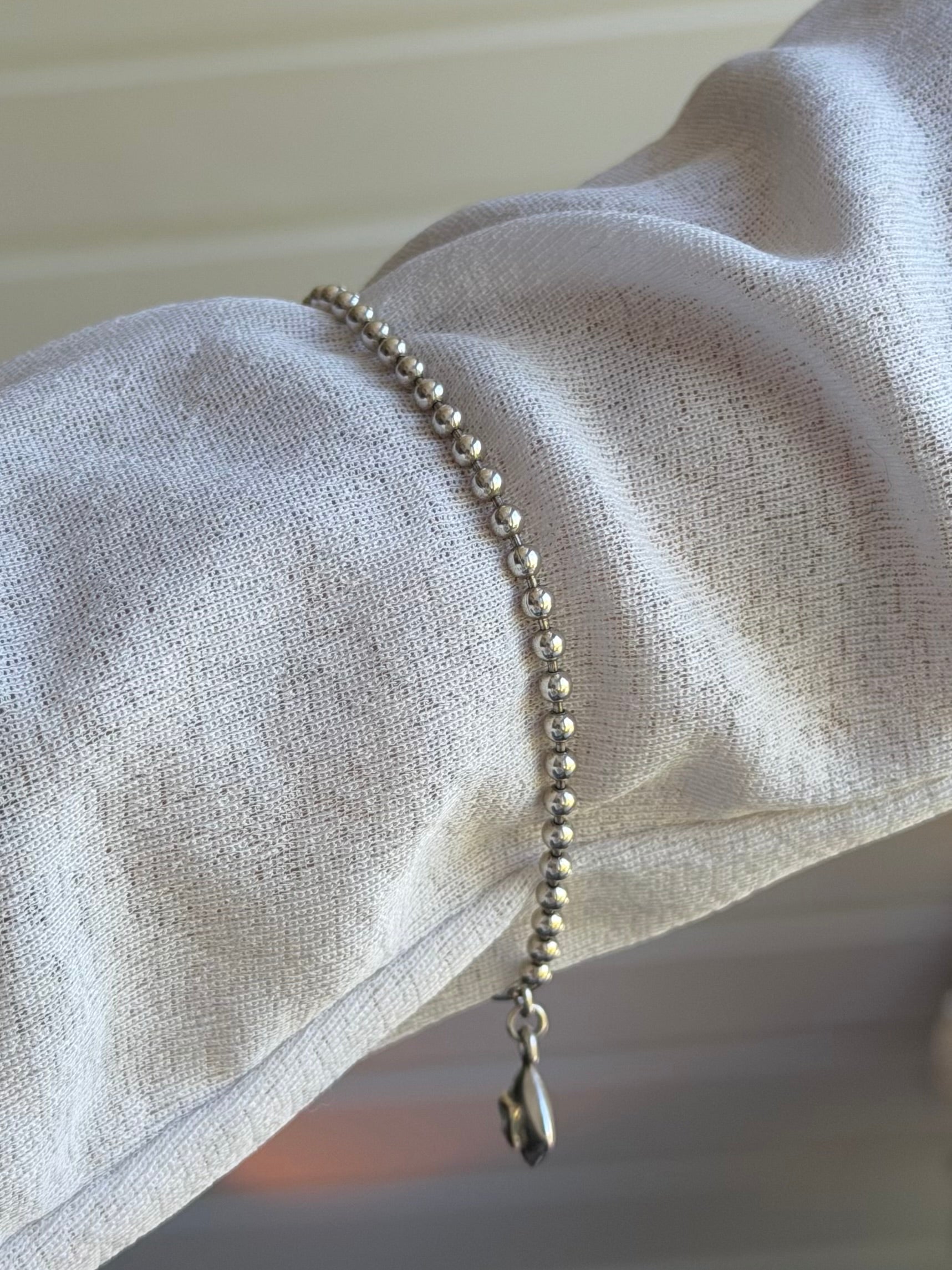 Vintage kuglekæde armbånd med vedhæng, 925 sølv, 18,5-19cm
