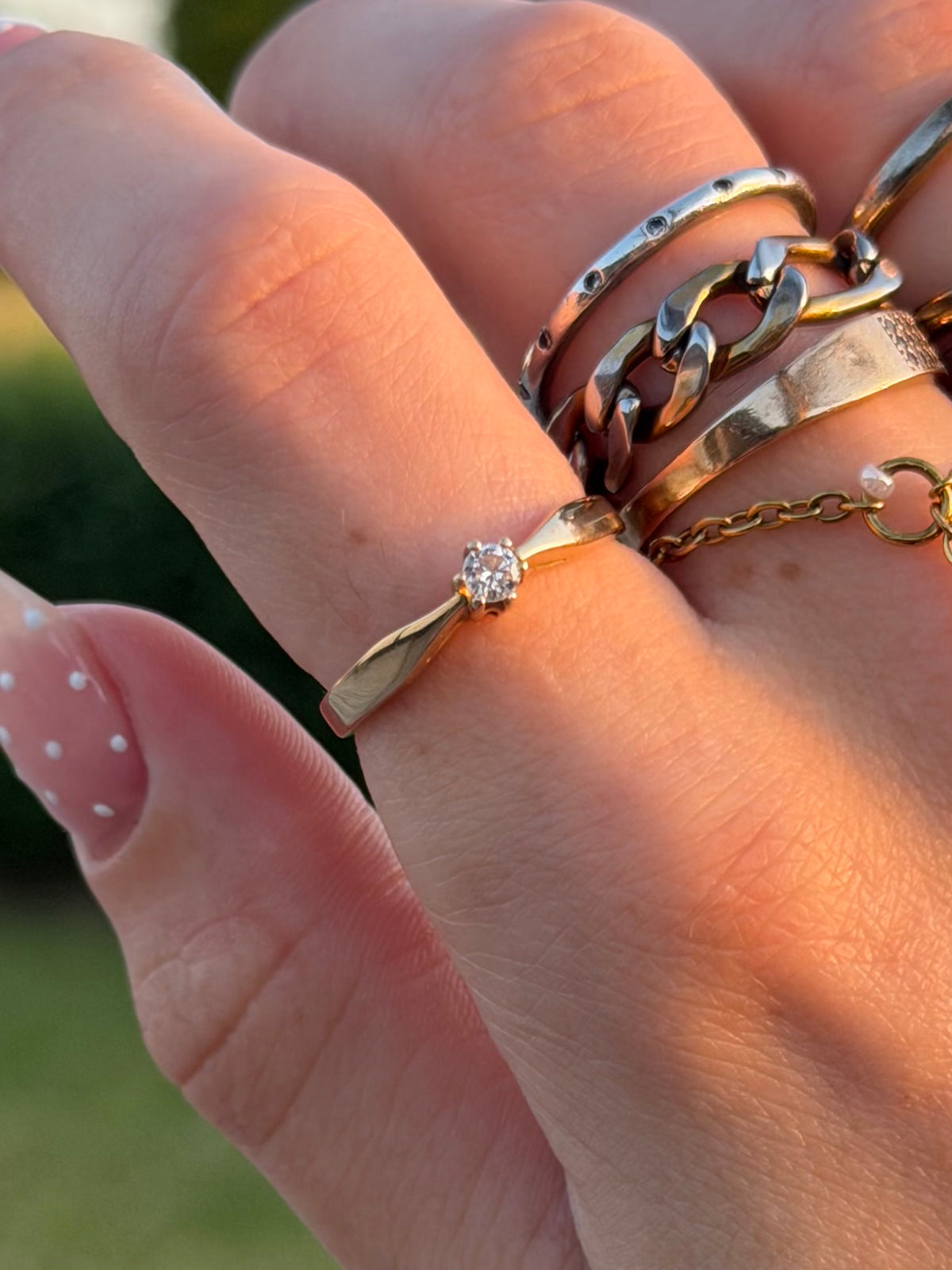 Vintage 14 karat solitairering med 0,10 ct. brilliant, str 55