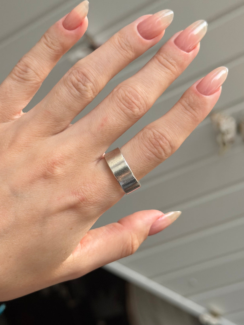 Vintage bred sterlingsølv ring, Str. 59