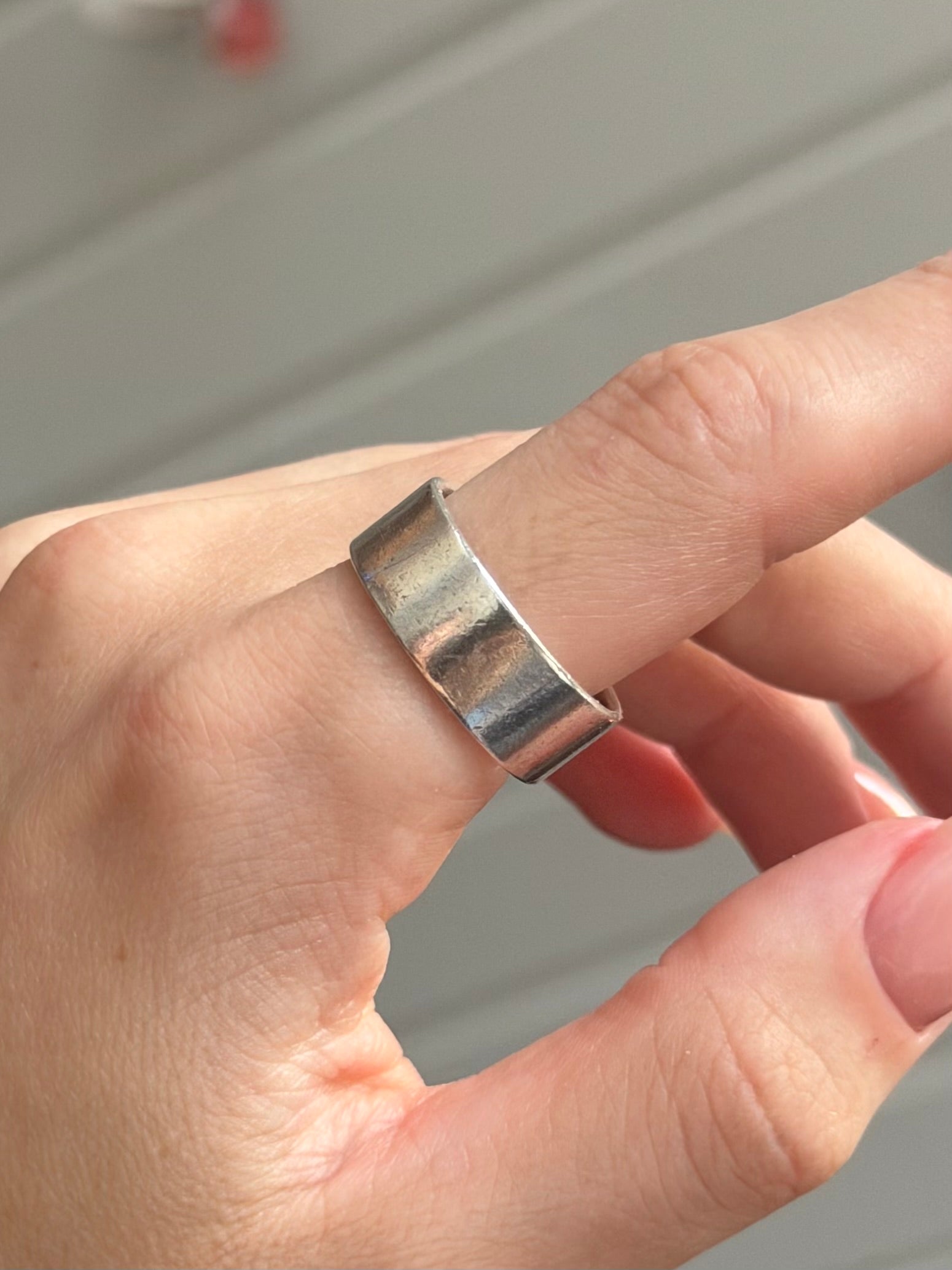 Vintage bred sterlingsølv ring, Str. 59