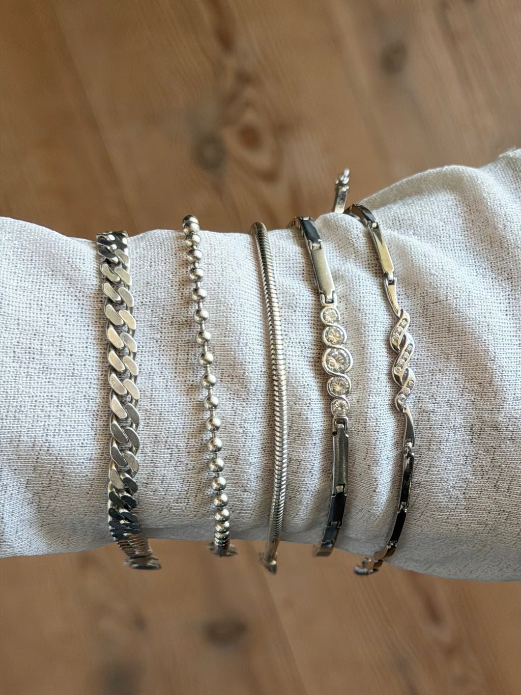 Vintage kuglekæde armbånd med vedhæng, 925 sølv, 18,5-19cm
