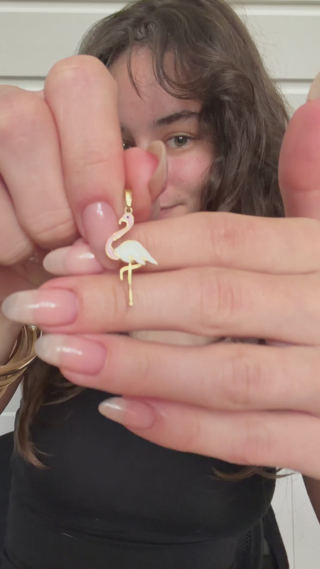 Vintage 14 karat flamingovedhæng